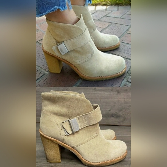 UGG Shoes - Ugg Leather Australian Brienne Ankle Boots size 9.5 fur lined